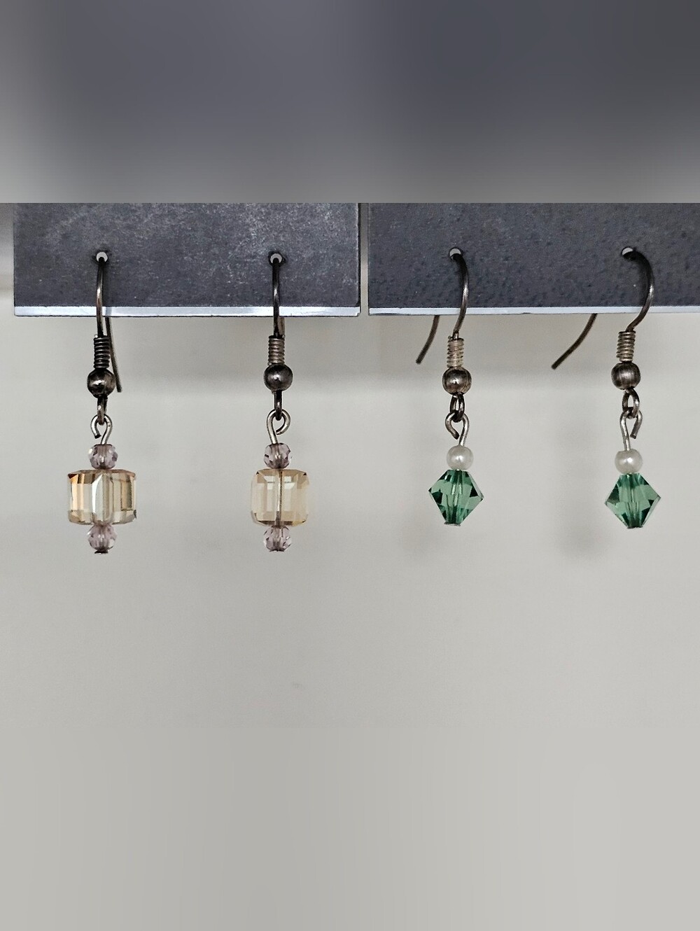 Hand crafted crystal bead drop earring set